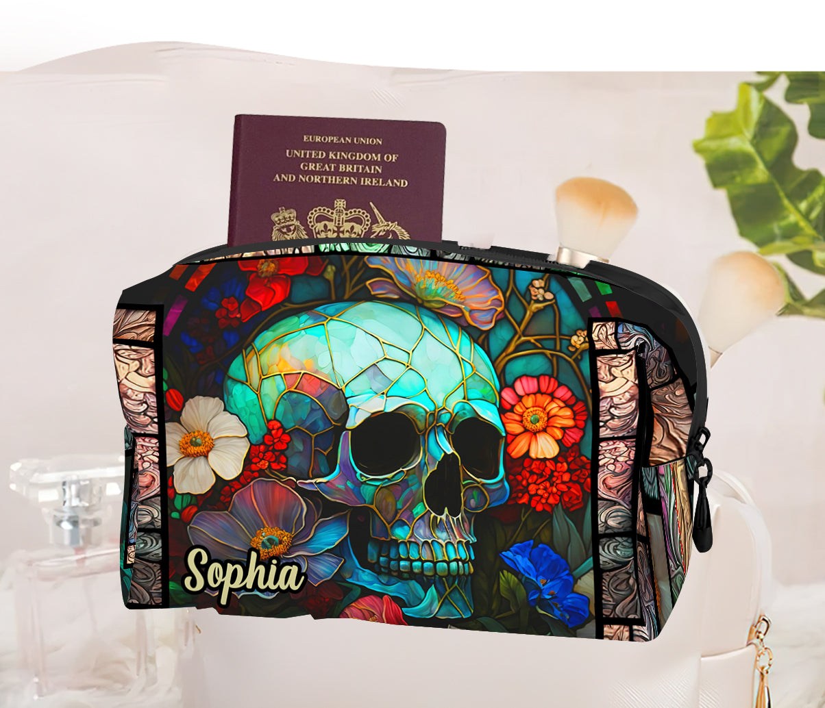 Floral Skull - Personalized Skull Makeup Bag