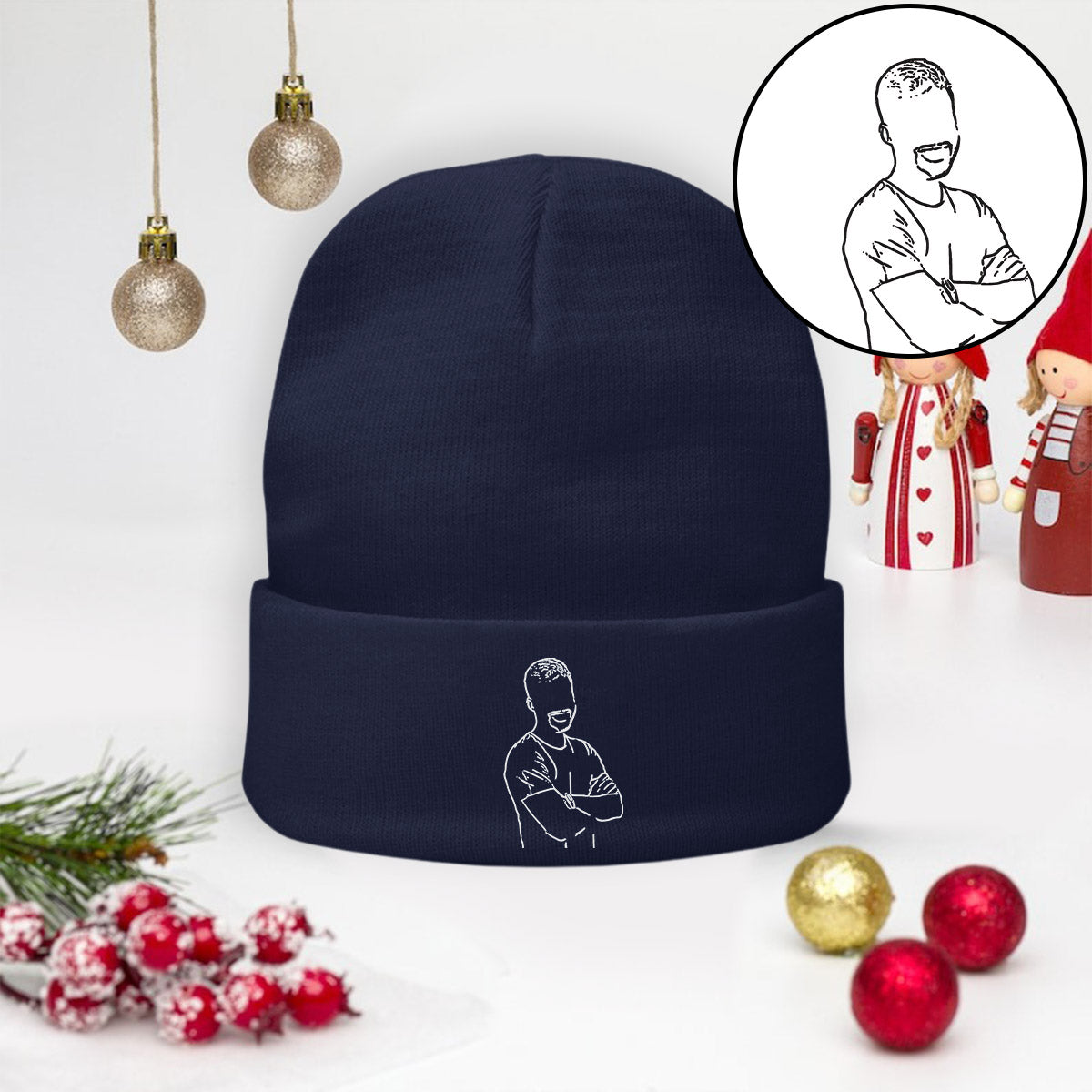 Custom Photo - Personalized grandson Embroidered Beanie