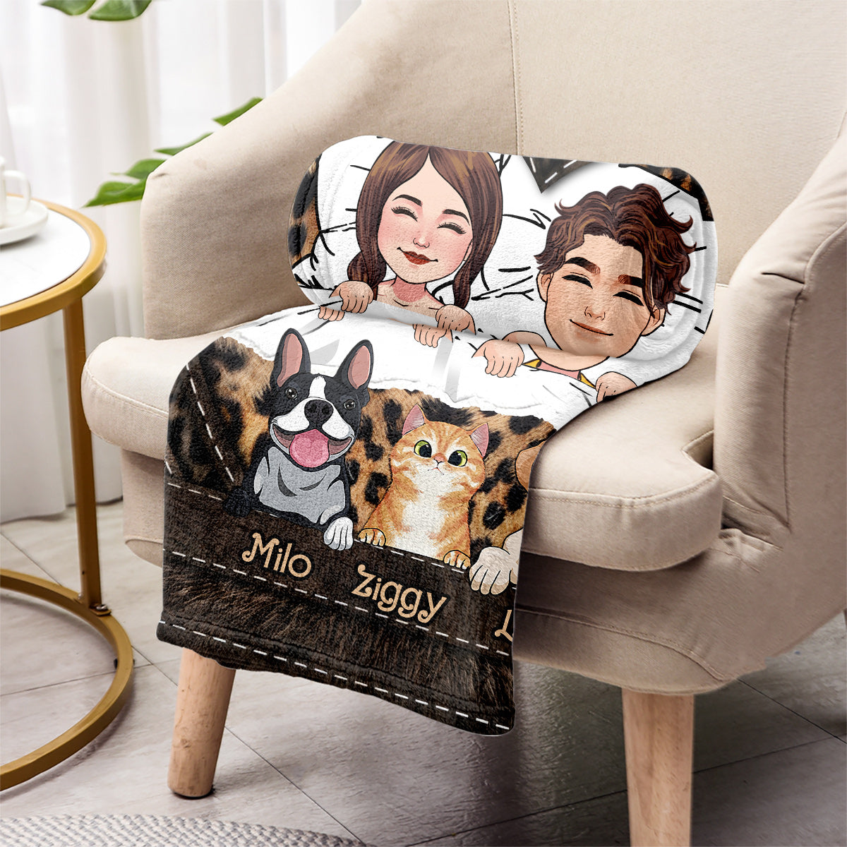 You & Me And The Fur Baby - gift for girlfriend - Personalized Blanket