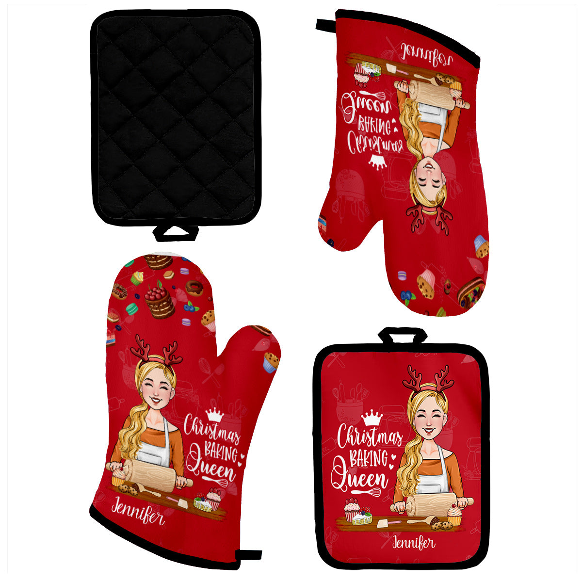 Personalize Kitchen Potholder and Oven Mitt Set, Monogram Kitchen