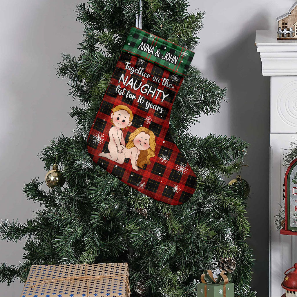 Together On The Naughty List - Personalized Couple Christmas Stockings