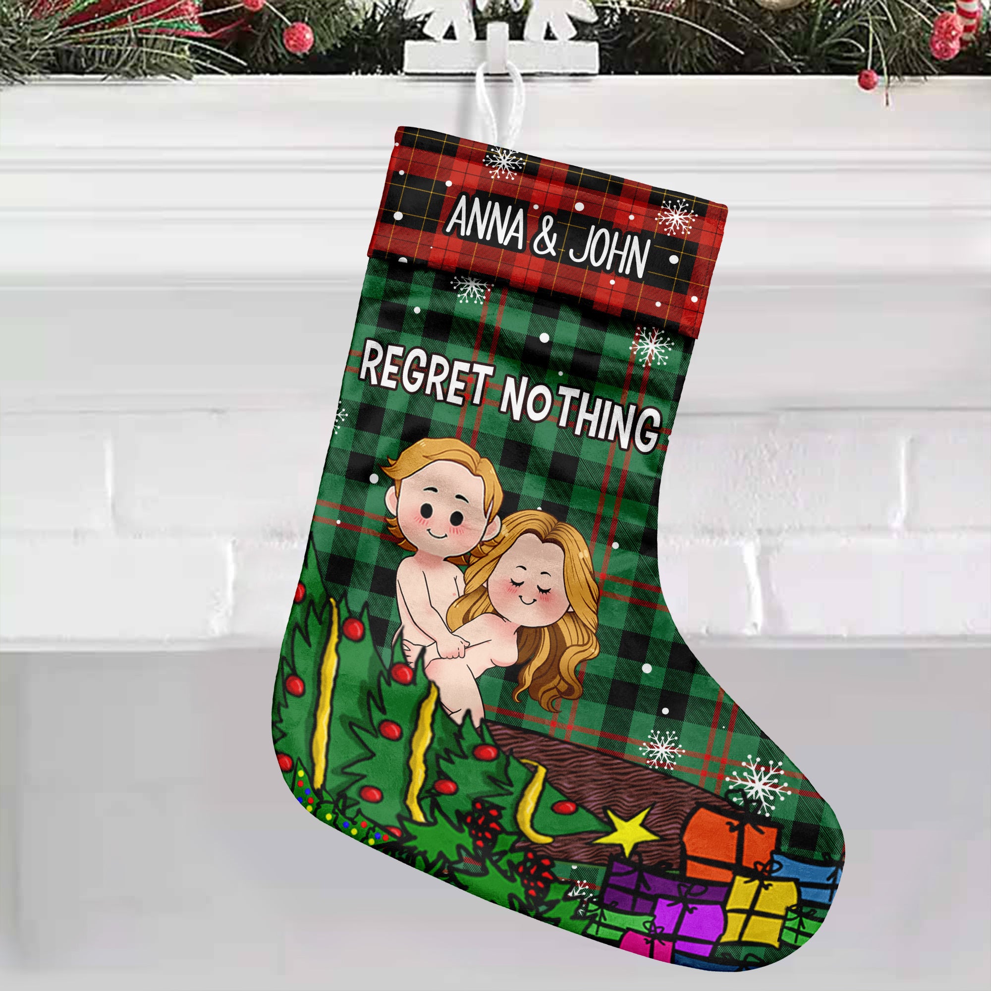 Together On The Naughty List - Personalized Couple Christmas Stockings