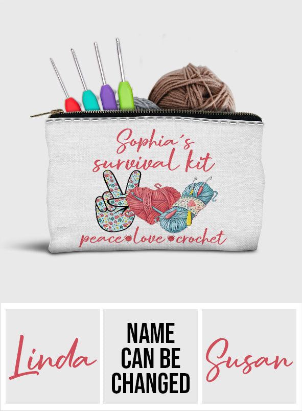 Peace Love Crochet - Personalized Crocheting Pouch