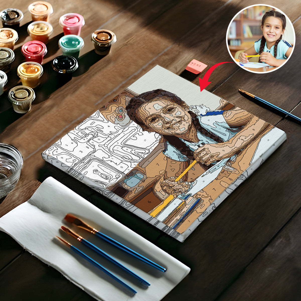 Custom Photo - Personalized Kid Paint By Numbers Kit