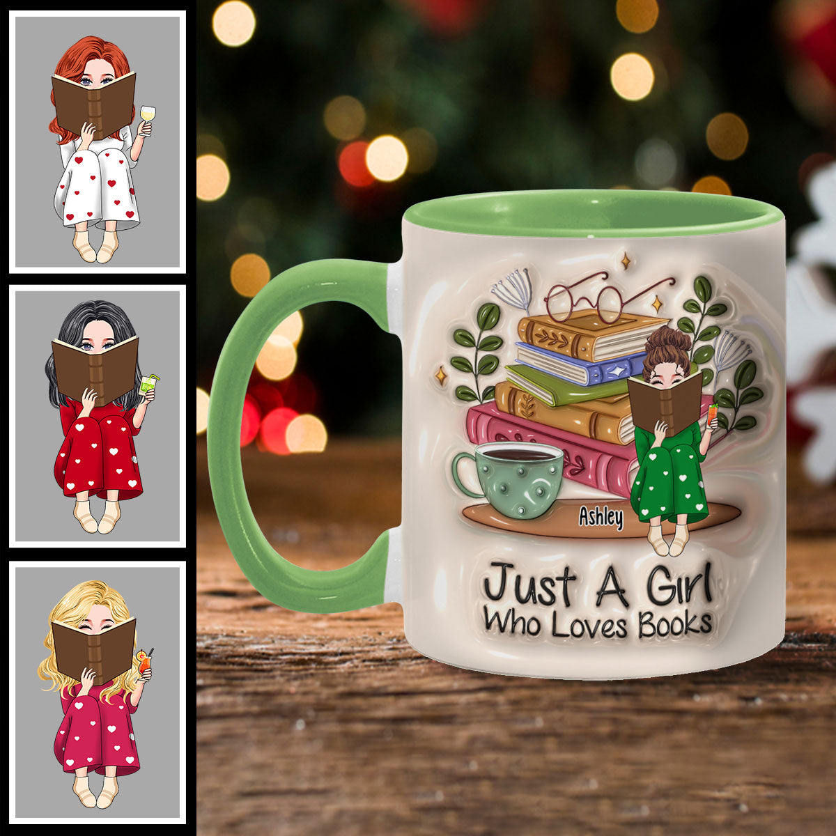 Discover Just A Girl Who Loves Books - Personalized Book Accent Mug