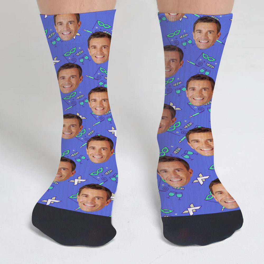 Custom Face Party Pattern - Personalized Uncle Socks