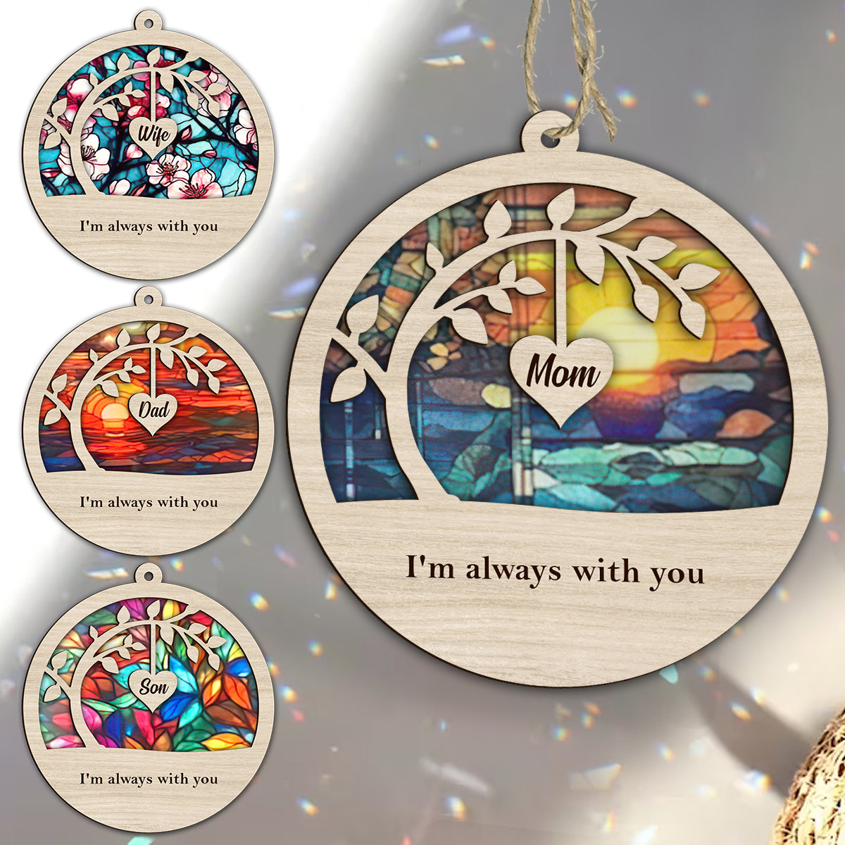 I'm Always With You - Memorial gift for loss of  - Personalized Suncatcher