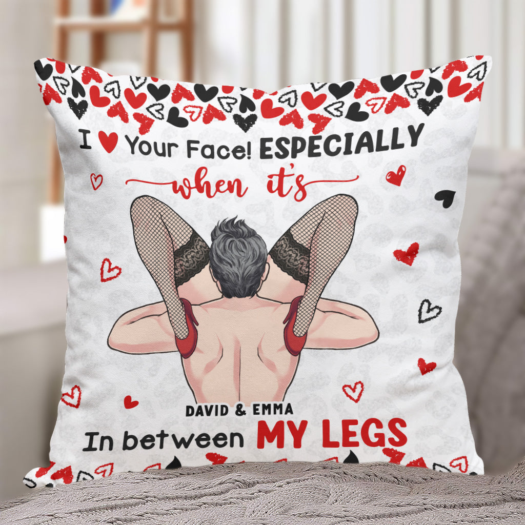 Naughty I Love Your Face - Personalized Couple Throw Pillow