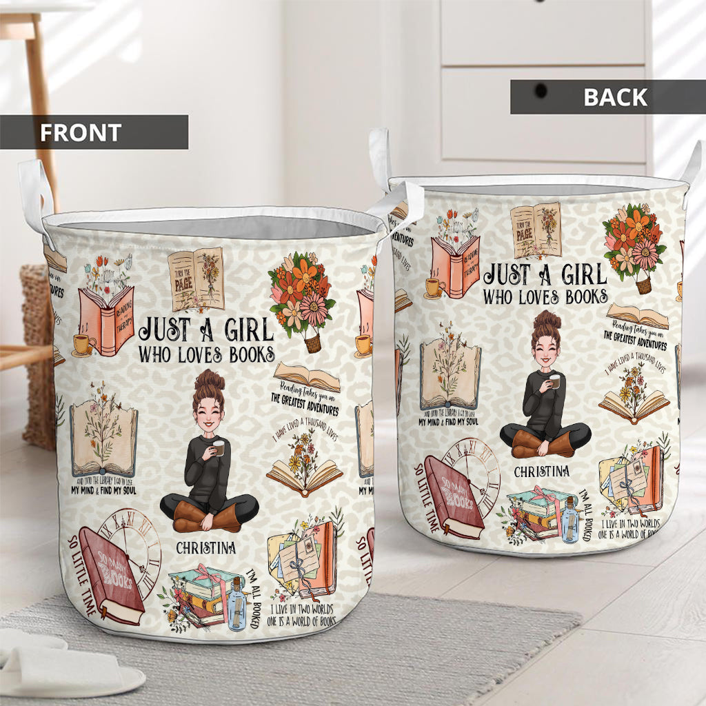 Just A Girl Who Loves Books Custom Personalized Book Lover Laundry Basket