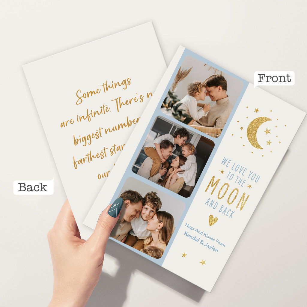 We Love You To The Moon And Back - Personalized Greeting Card