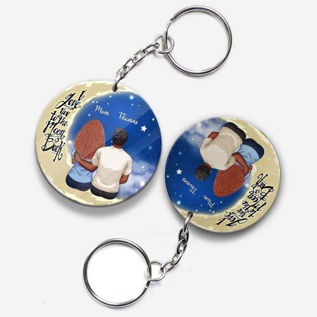 To The Moon And Back - Gift for grandma, mom, dad, grandpa - Personalized Keychain