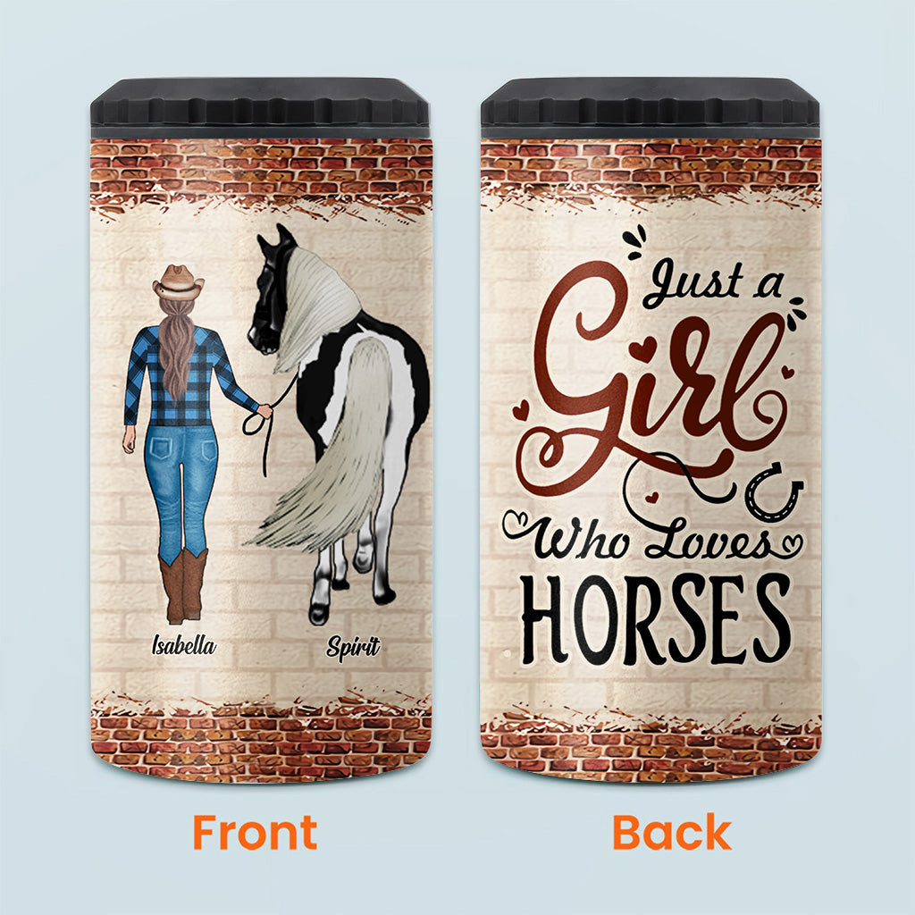 Just A Girl Who Loves Horses - Personalized Horse Can Cooler