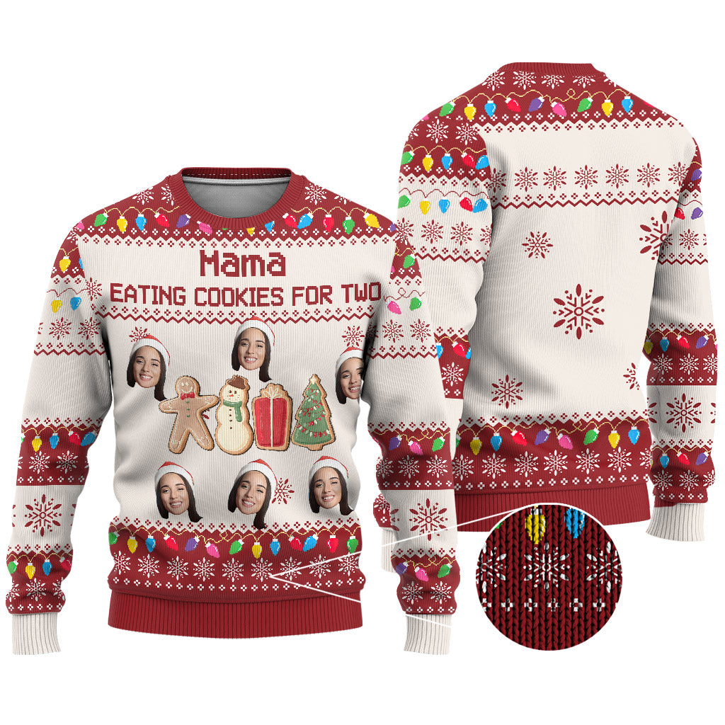 Eating Cookies For Two - Personalized Pregnancy Ugly Sweater