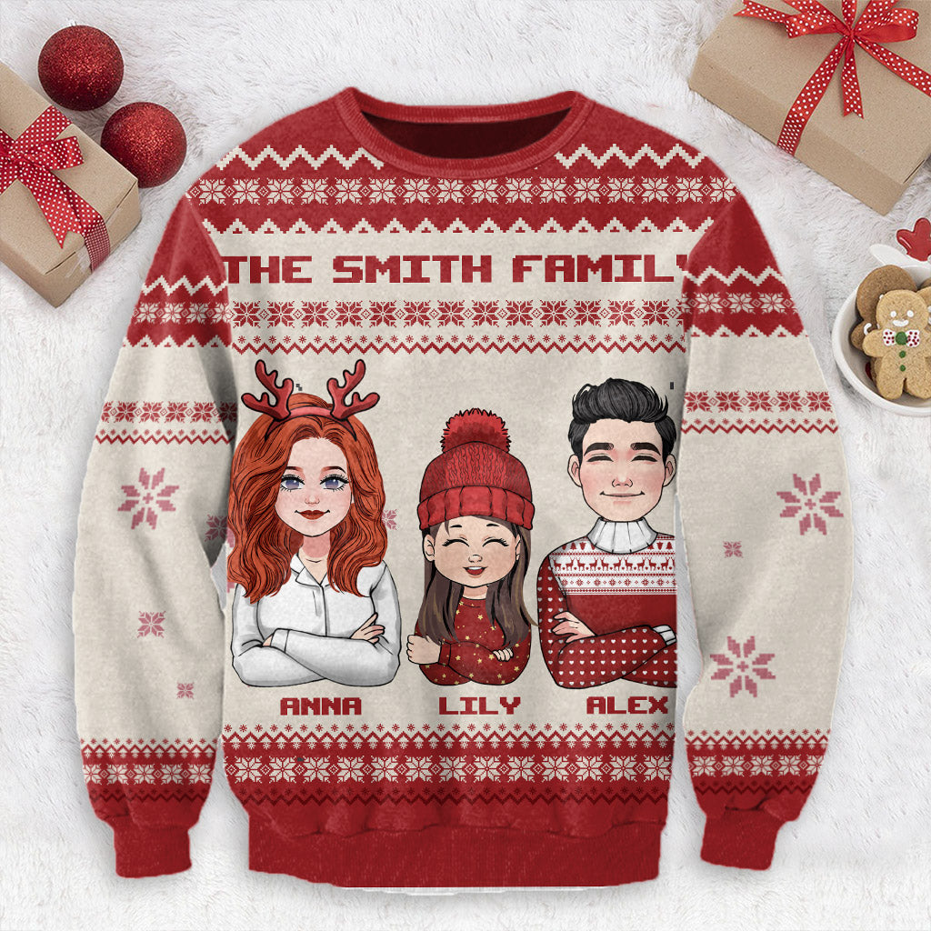 Merry Christmas - Personalized Family Ugly Sweater