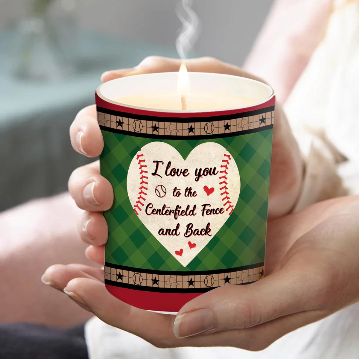 My Heart Is On That Field - Personalized Baseball Candle With Wooden Lid