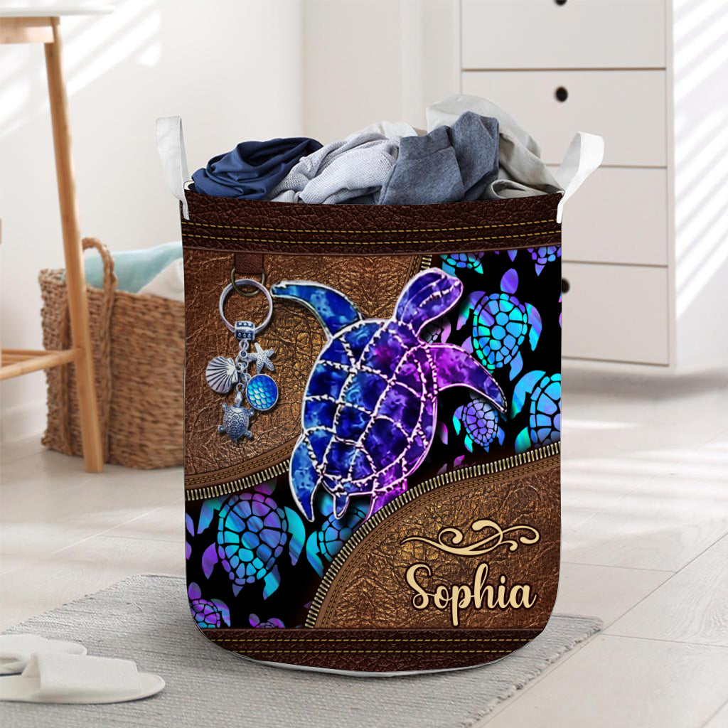 Salty Lil' Beach - Personalized Turtle Laundry Basket