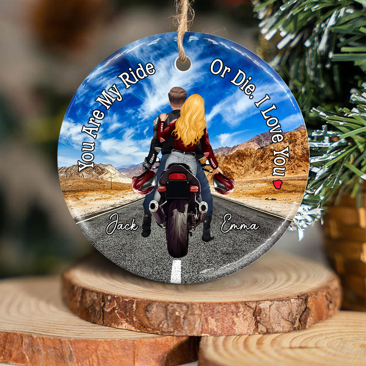 You Are My Ride Or Die - Biker gift for boyfriend, girlfriend - Personalized Ceramic Circle Ornament