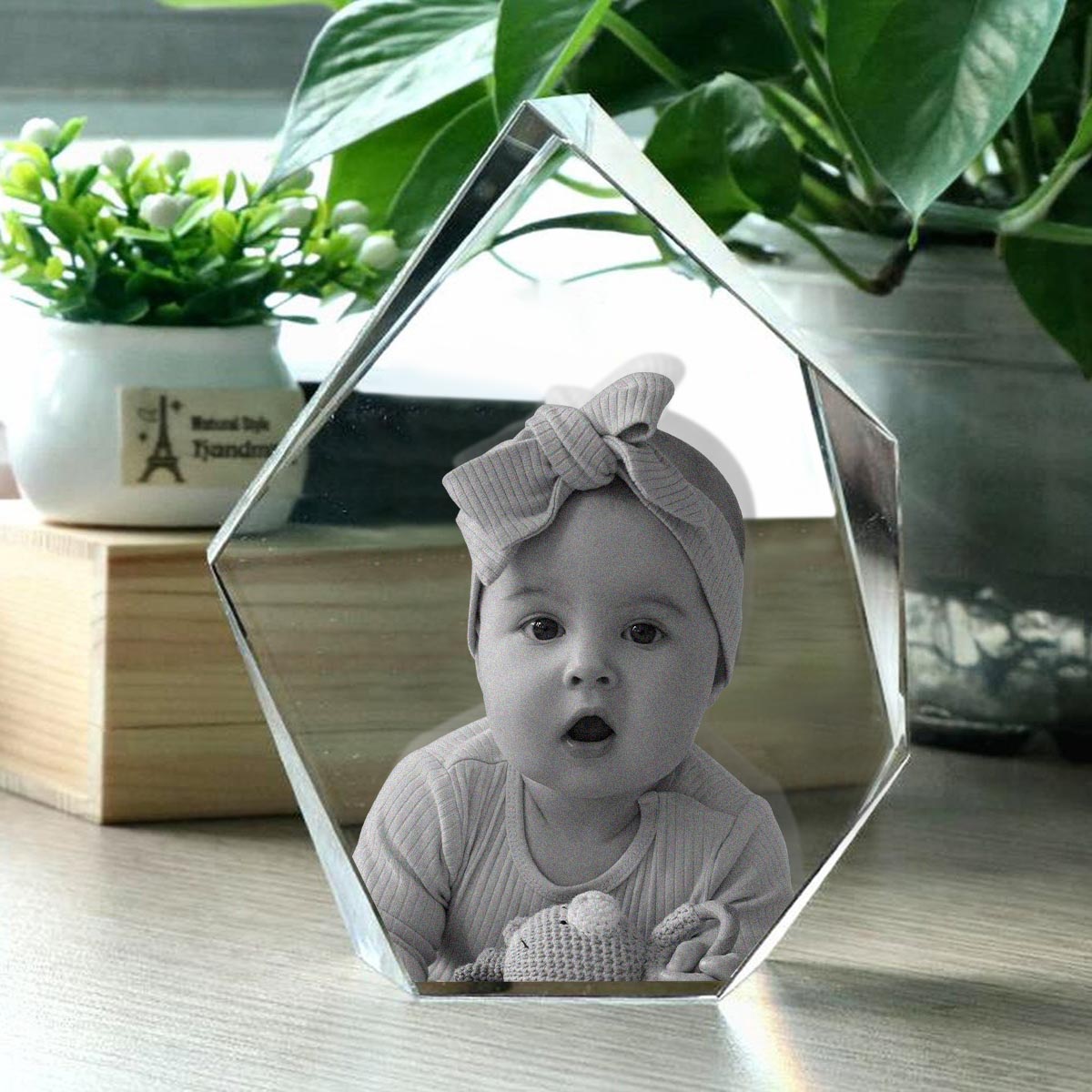 Custom Photo - Personalized Newborn Laser Engraving 3D Iceberg Shaped Crystal Lamp