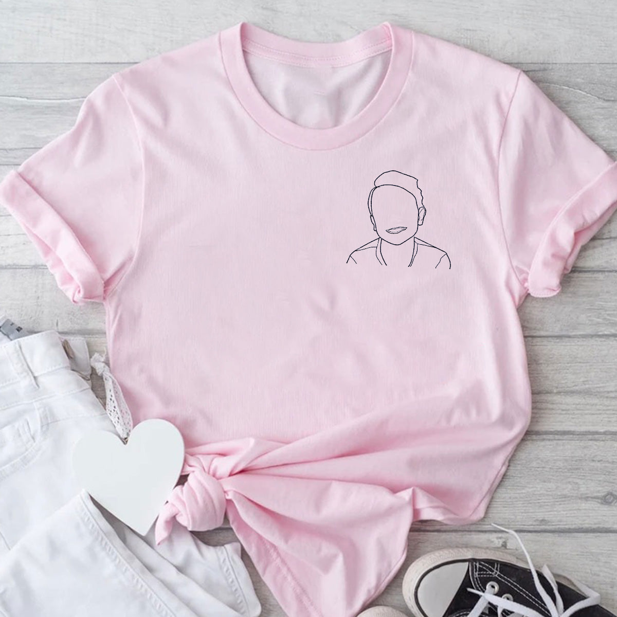 Custom Line Art - Personalized Kid Embroidered T-shirt