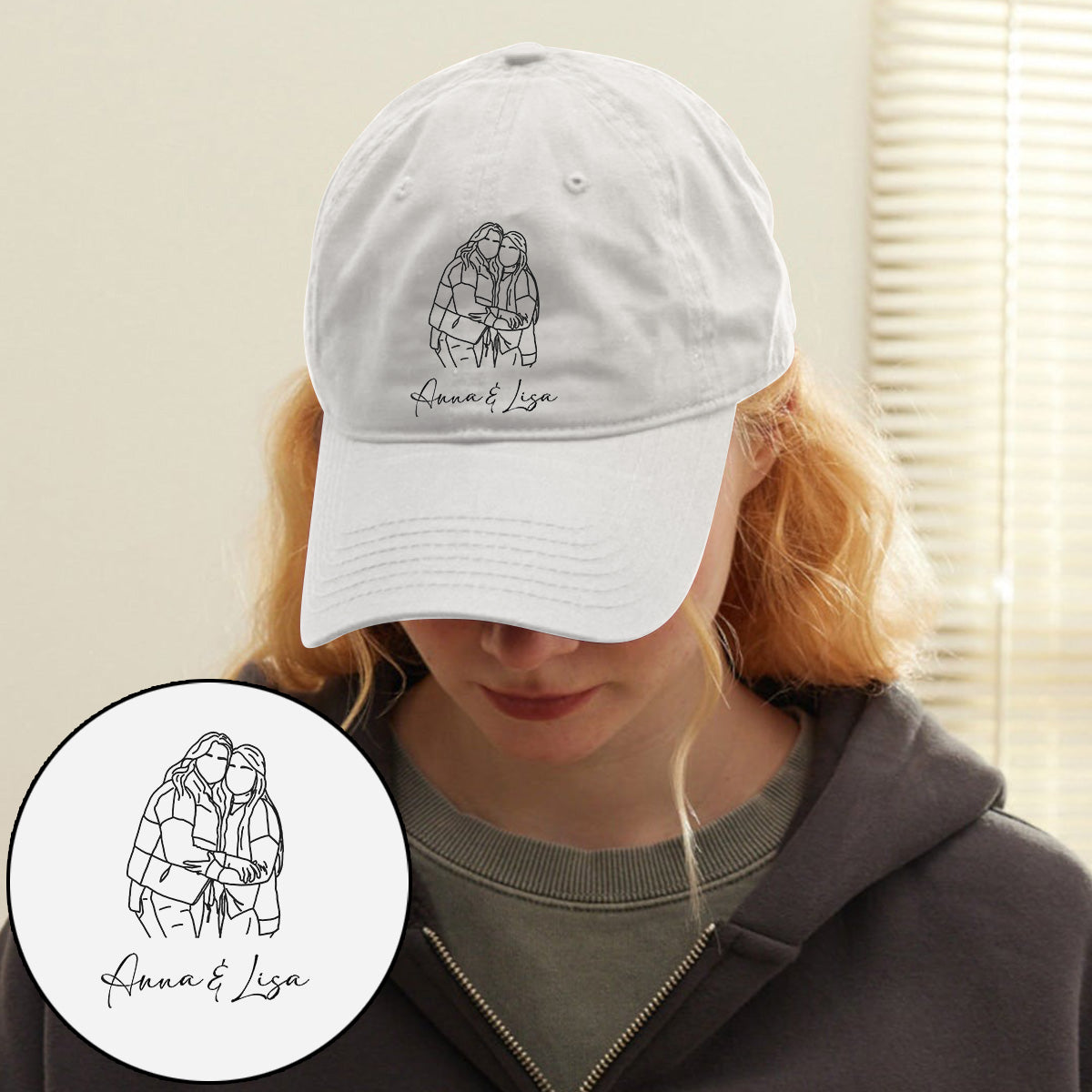 Custom Photo - Personalized Sibling Embroidered Classic Cap