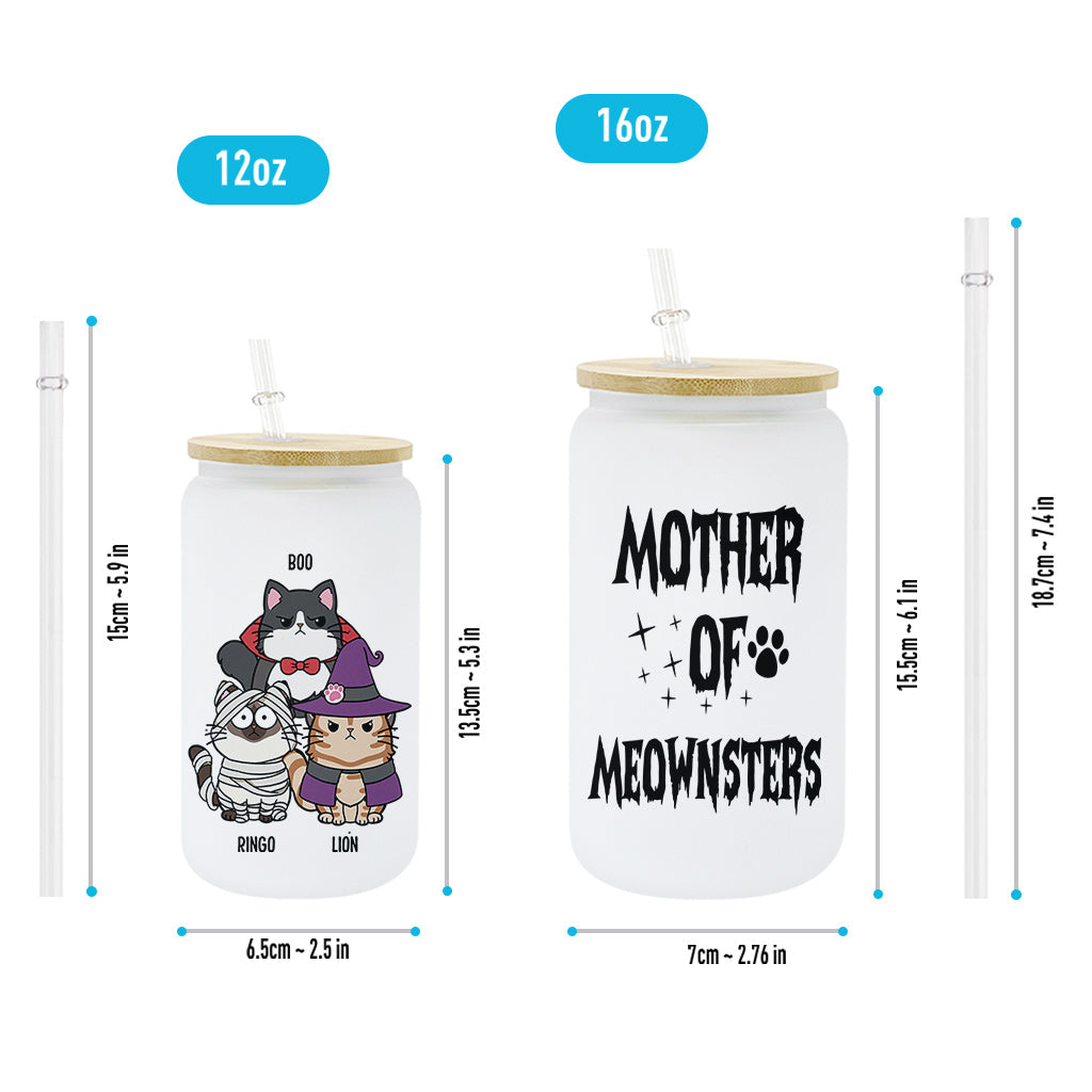 Mother Of Meownsters - Personalized Cat Can Glass