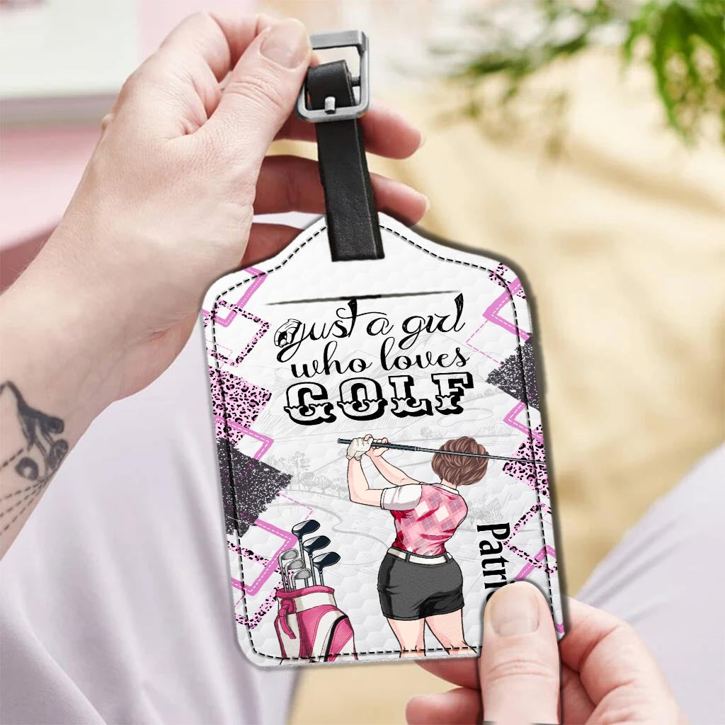 Just a girl - Personalized Golf Leather Luggage Tag