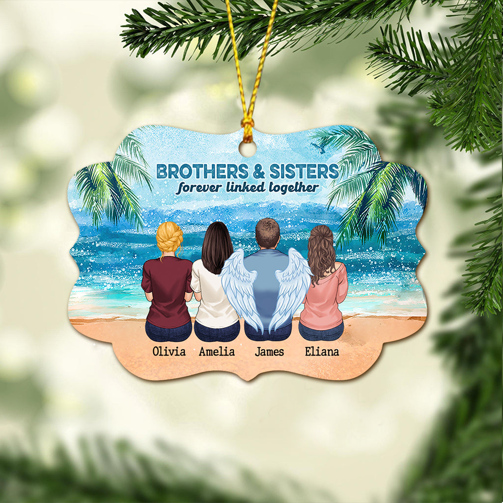 Brother And Sister Forever Linked Together - Personalized Memorial Ornament