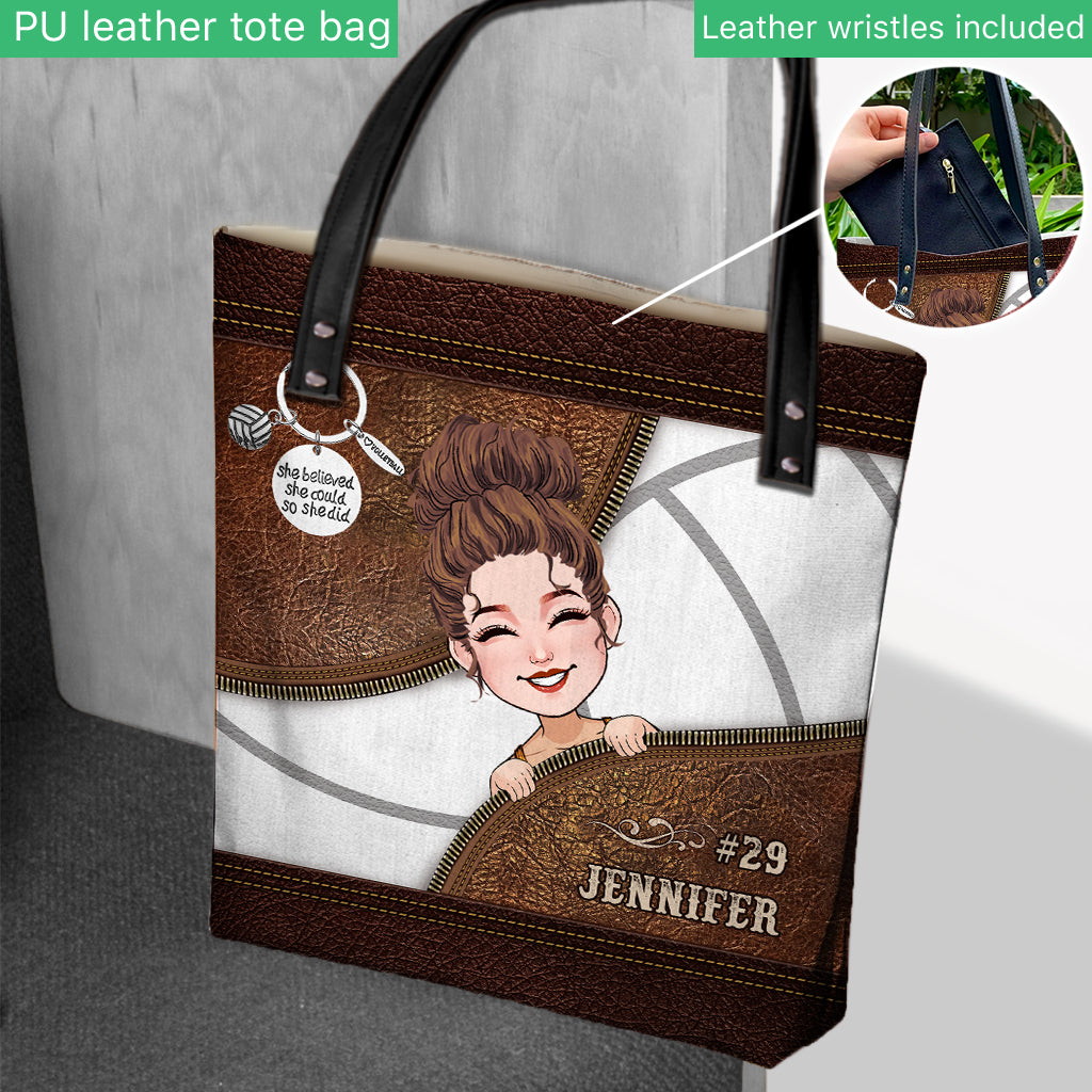 Personalized Leather Tote Bag