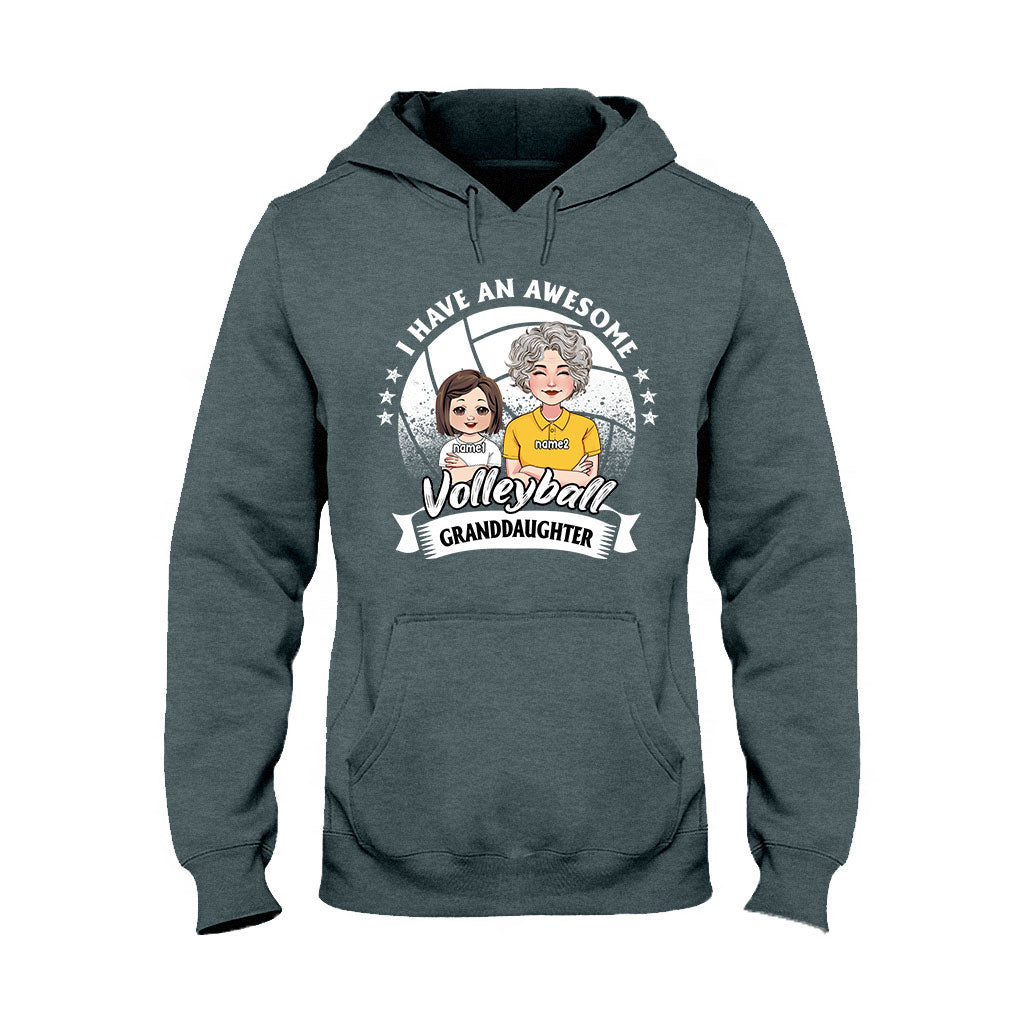 Awesome Volleyball Granddaughter - Personalized Volleyball T-shirt And Hoodie