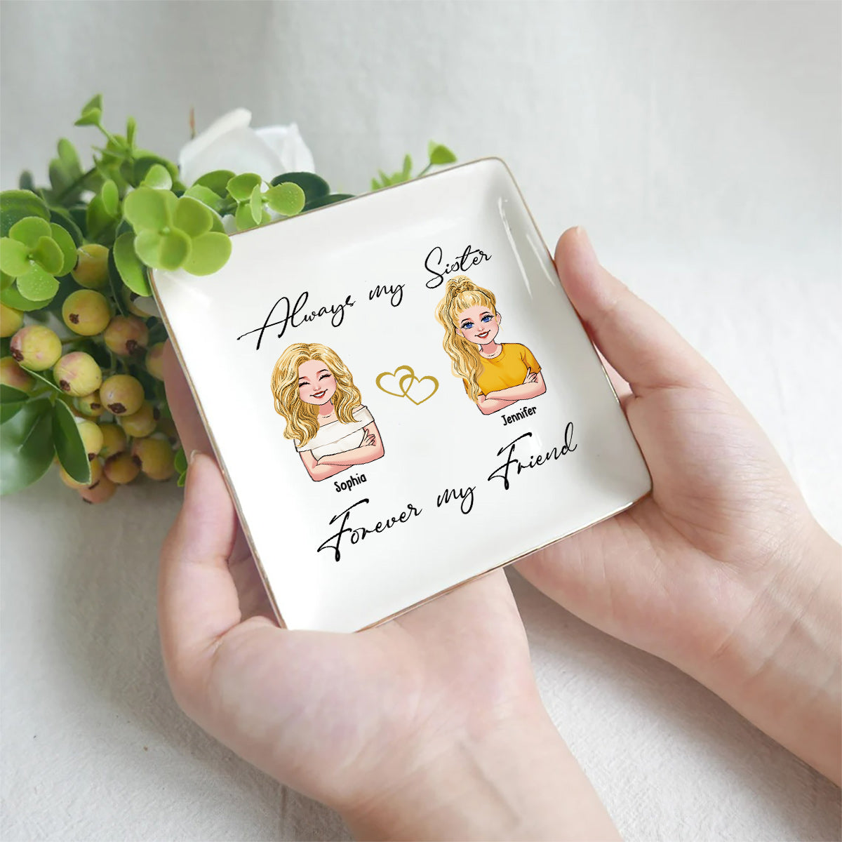 Always My Sisters - Personalized Sister Jewelry Dish