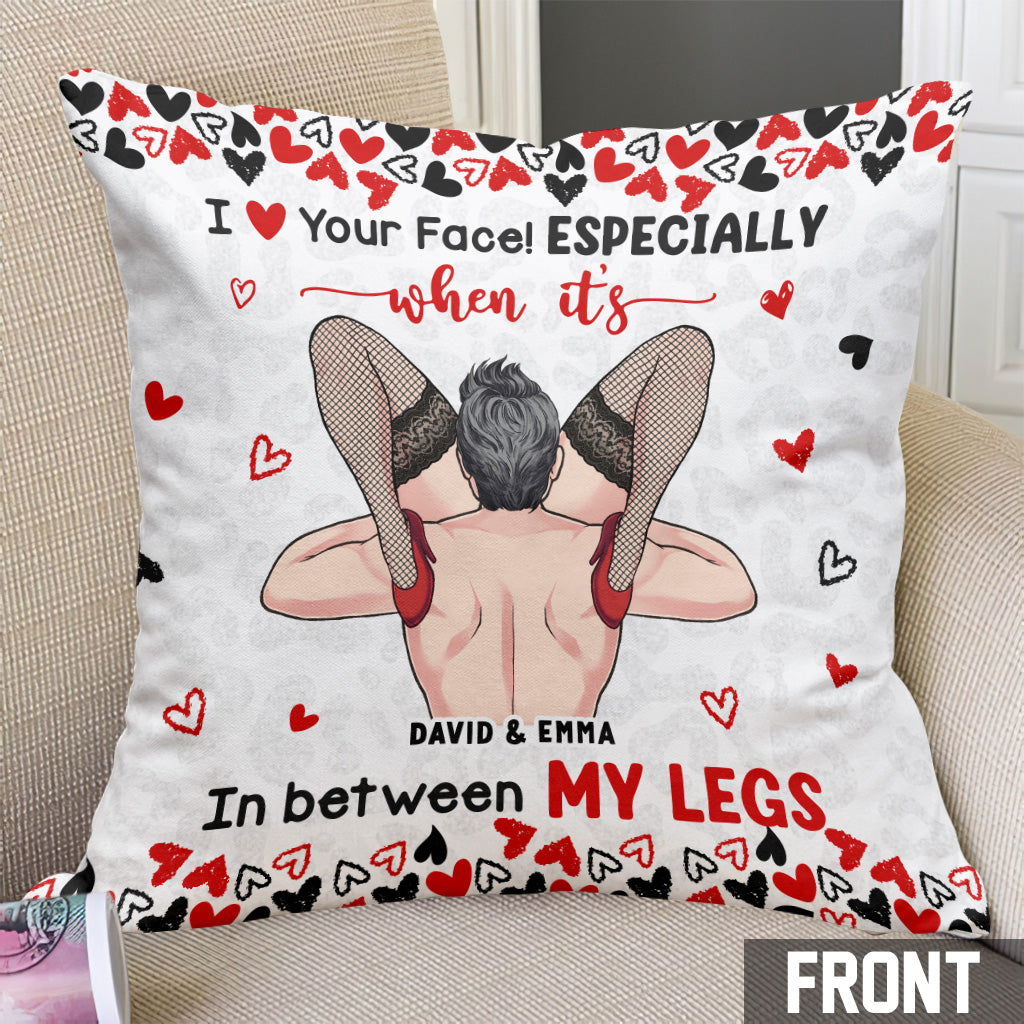 Naughty I Love Your Face - Personalized Couple Throw Pillow