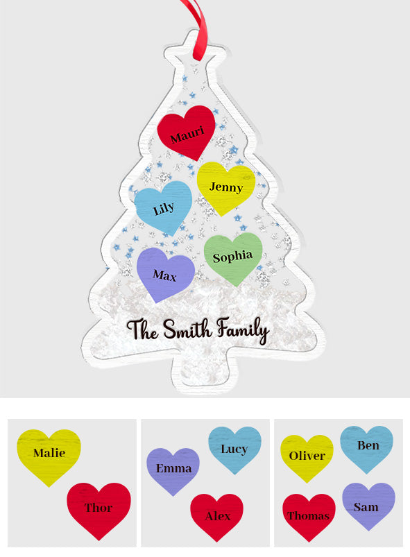 Family Love Christmas - Personalized Family 3 Layered Shaker Ornament