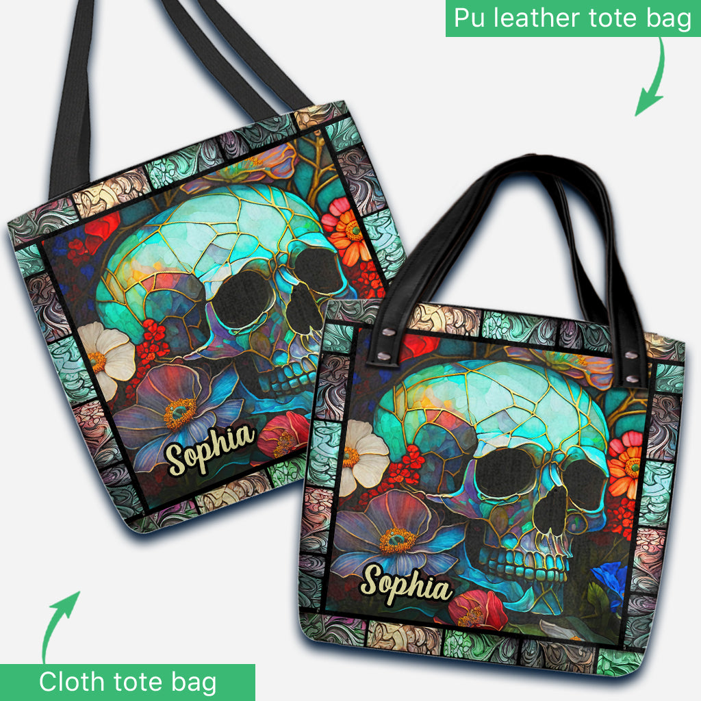 Floral Skull - Personalized Skull Tote Bag