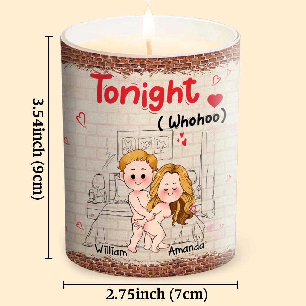 Tonight - Personalized Couple Candle With Wooden Lid