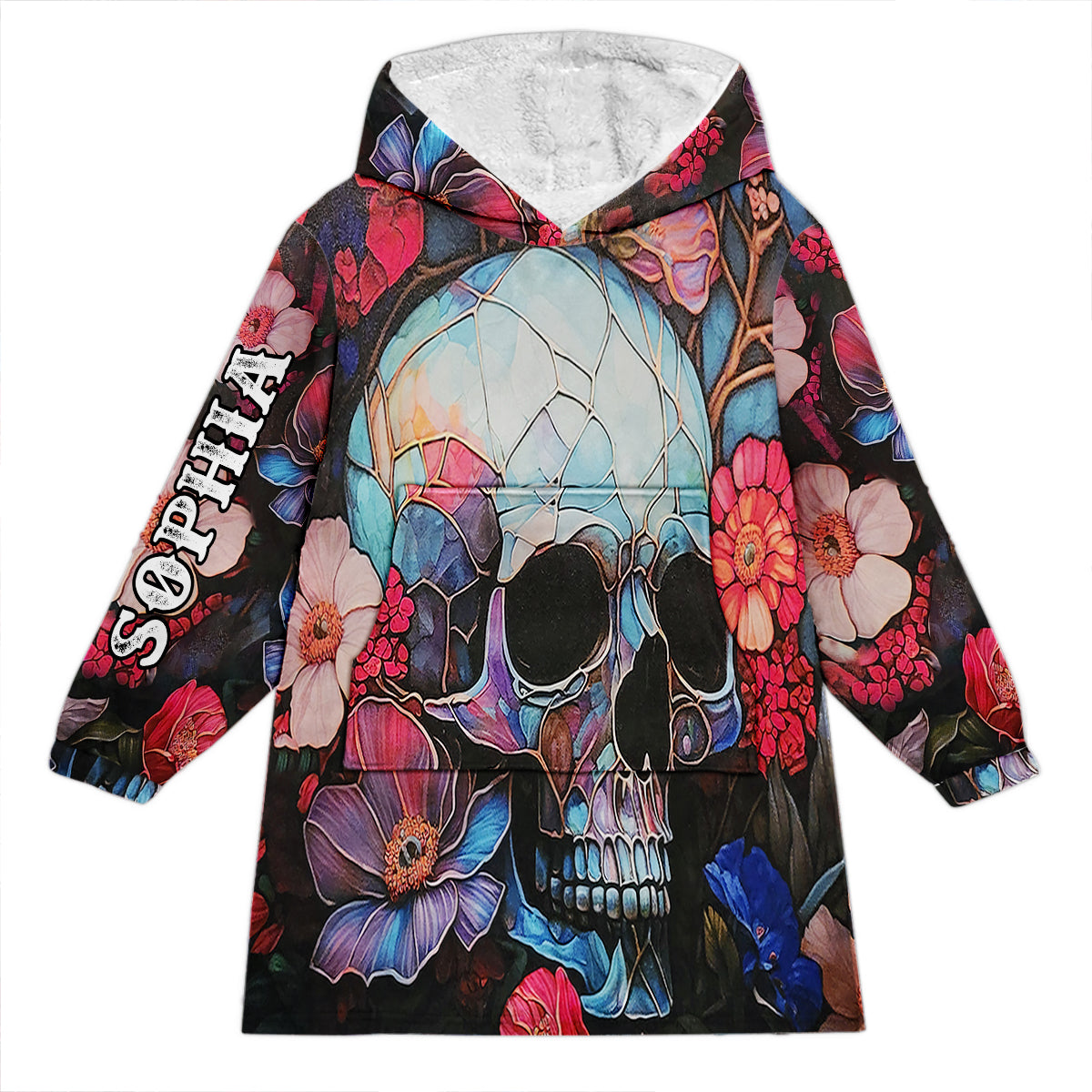 Discover Floral Skull - Personalized Skull Blanket Hoodie