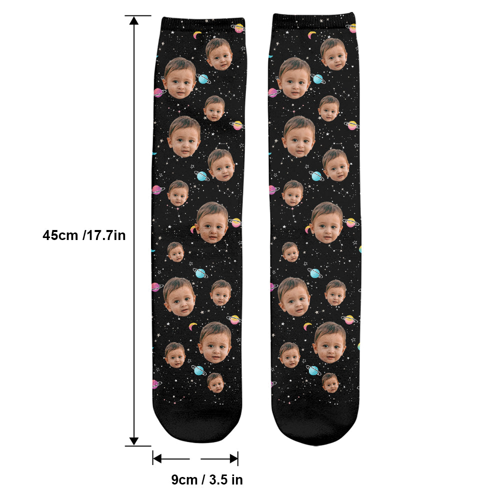 Custom Face Galaxy - Personalized Son Socks