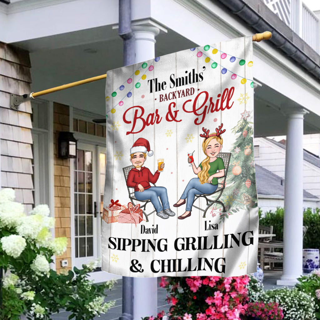 Bar & Grill - Personalized Backyard House Flag