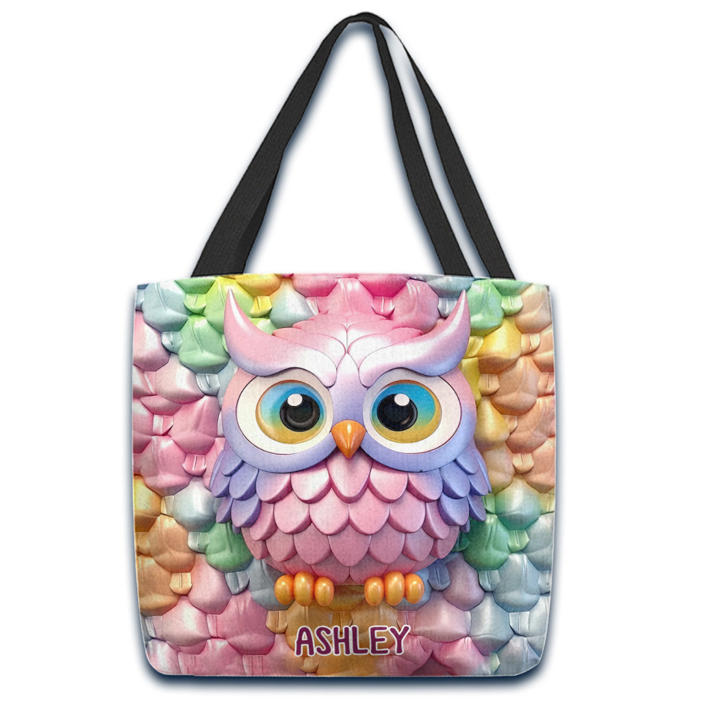 Colorful Owl - Personalized Owl Tote Bag