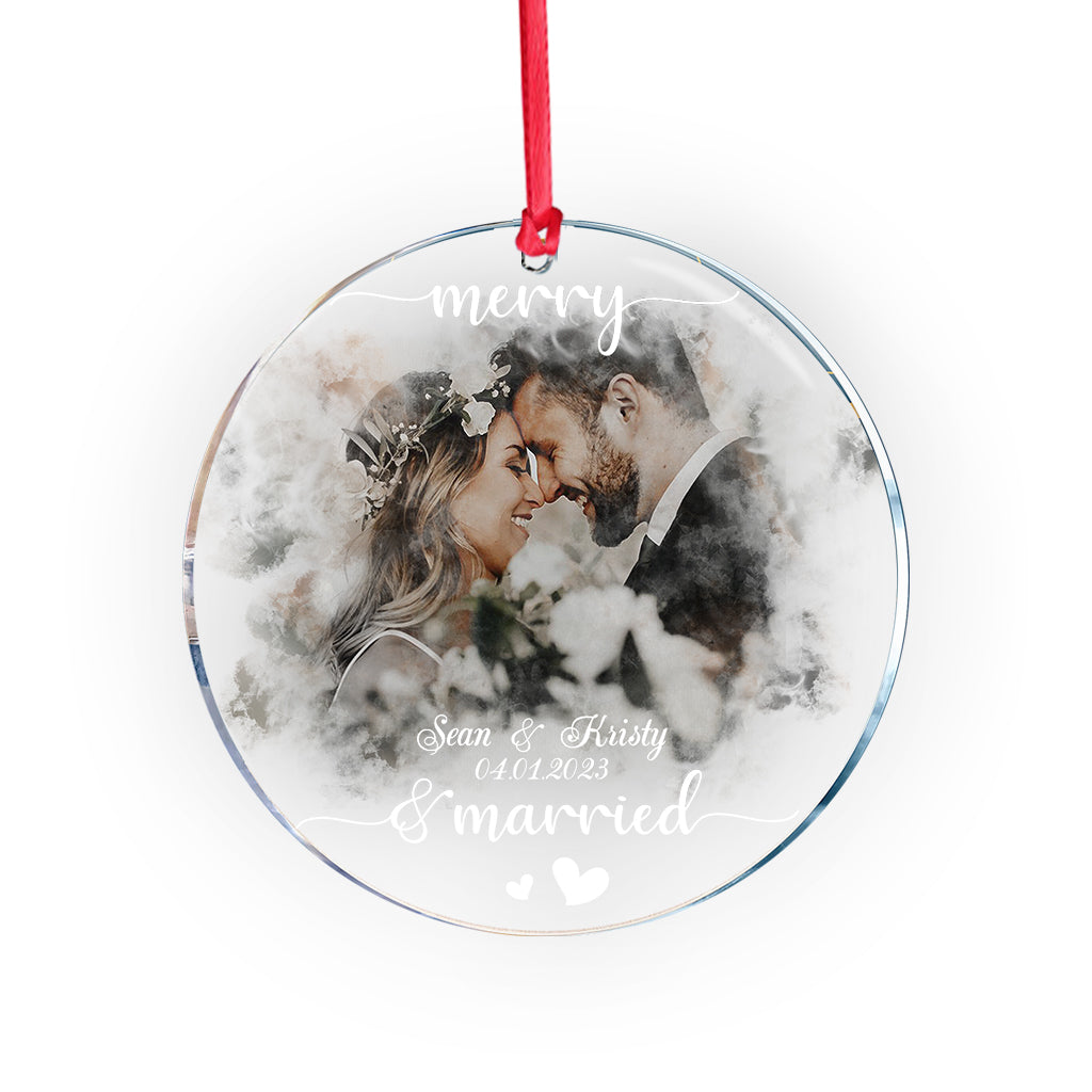 Merry And Married - Personalized Husband And Wife Ornament