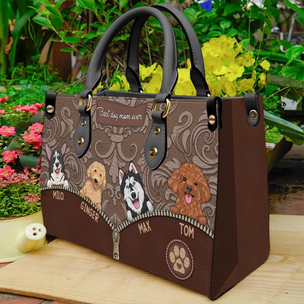 Best Dog Mom Ever - Gift for mom, mom, dog lover, cat lover - Personalized  Leather Handbag