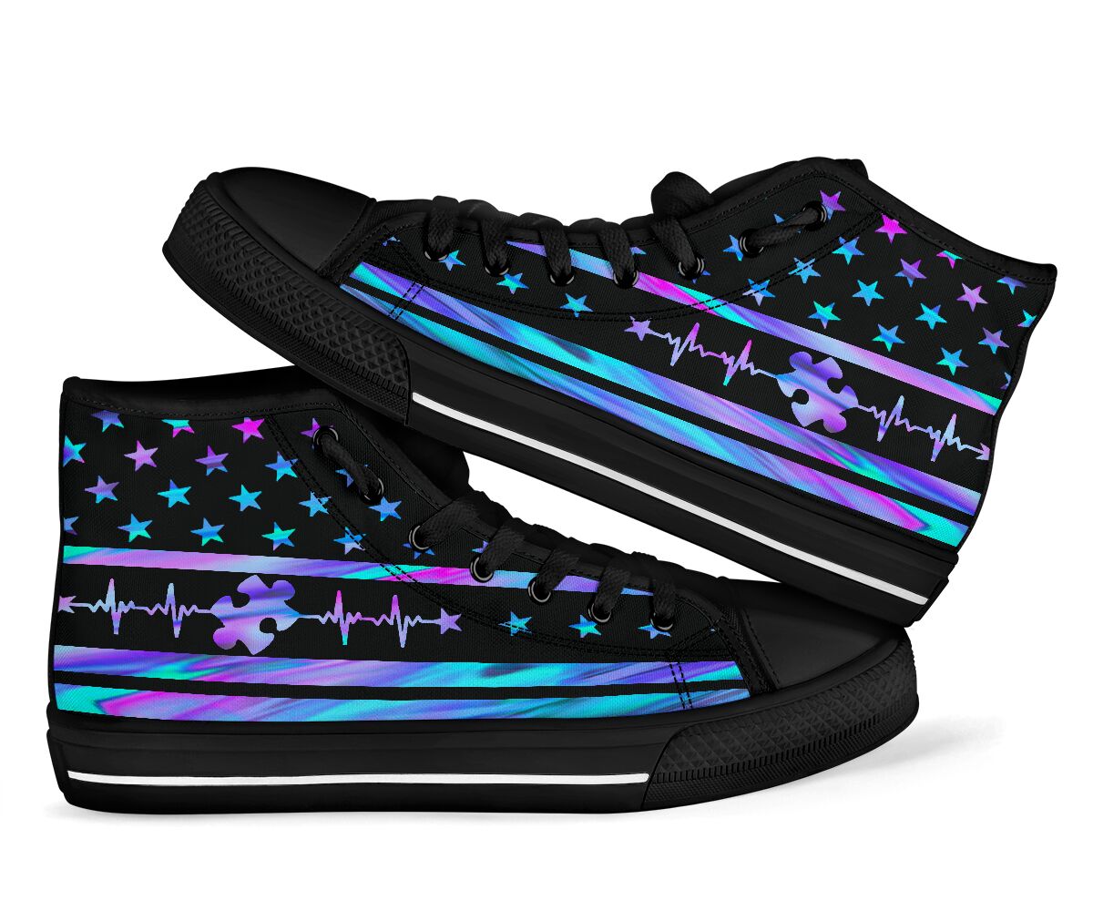 Magic Line Independence Day Autism Awareness High Top Shoes 0622