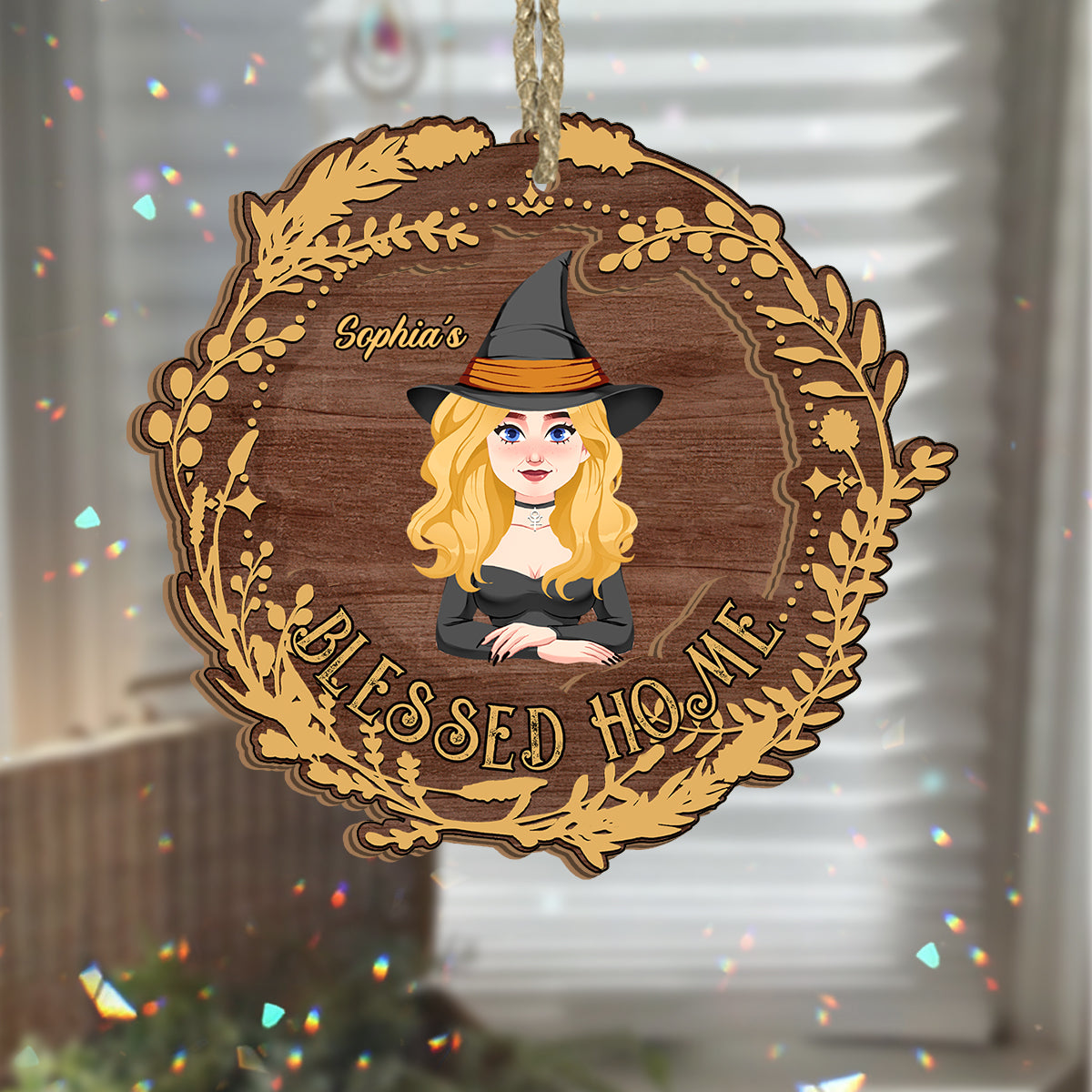 Blessed Home - Personalized Witch Suncatcher