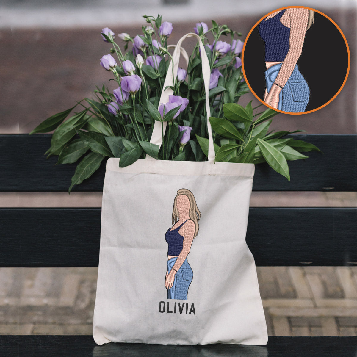 Custom 2D Photo - Personalized granddaughter Embroidered Tote Bag