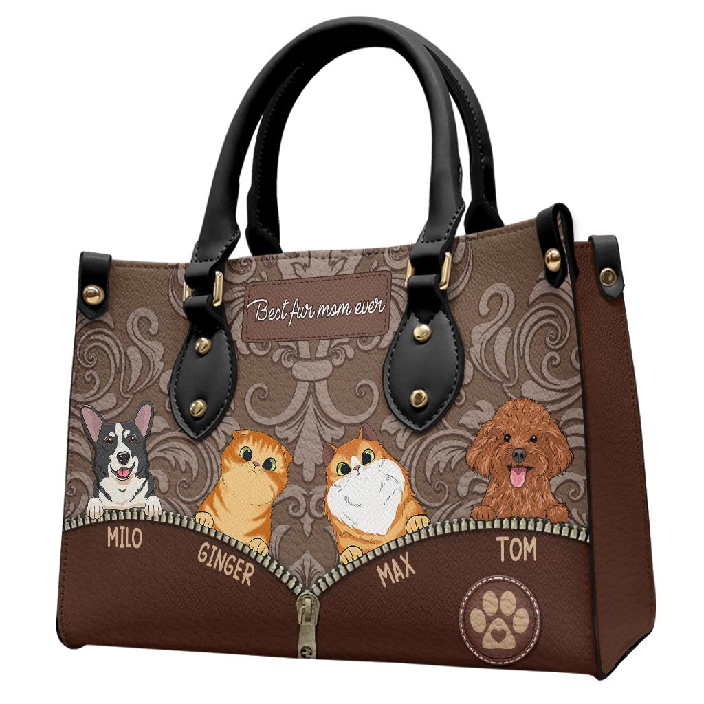 Best Dog Mom Ever - Gift for mom, mom, dog lover, cat lover - Personalized  Leather Handbag