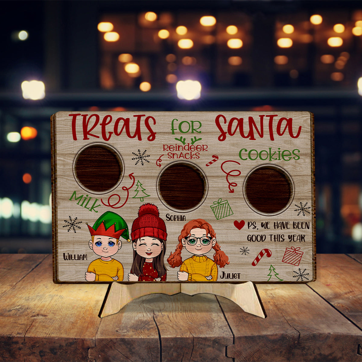 Treats For Santa - Personalized Family 2 Layered Wood Sign