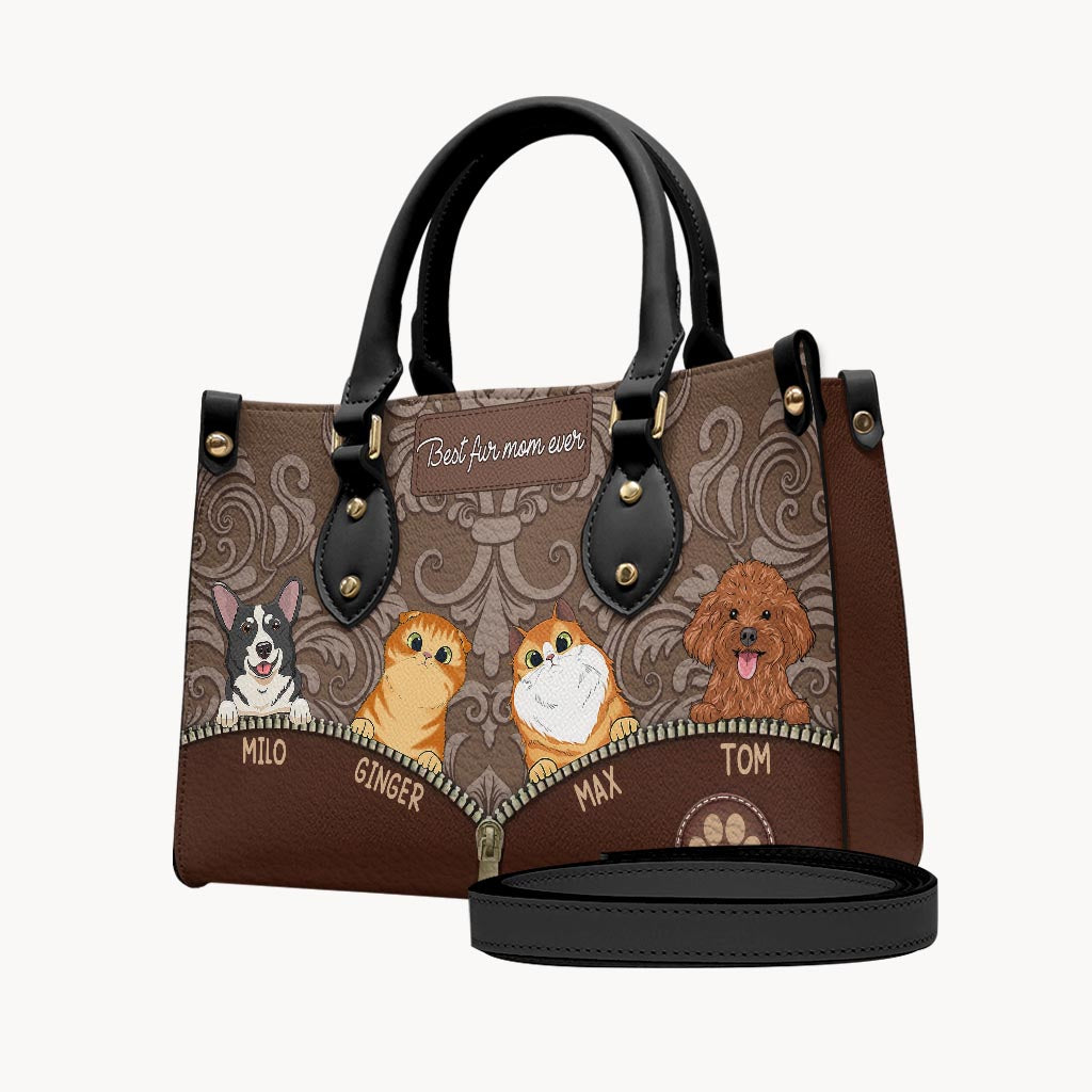 Best Dog Mom Ever - Gift for mom, mom, dog lover, cat lover - Personalized  Leather Handbag