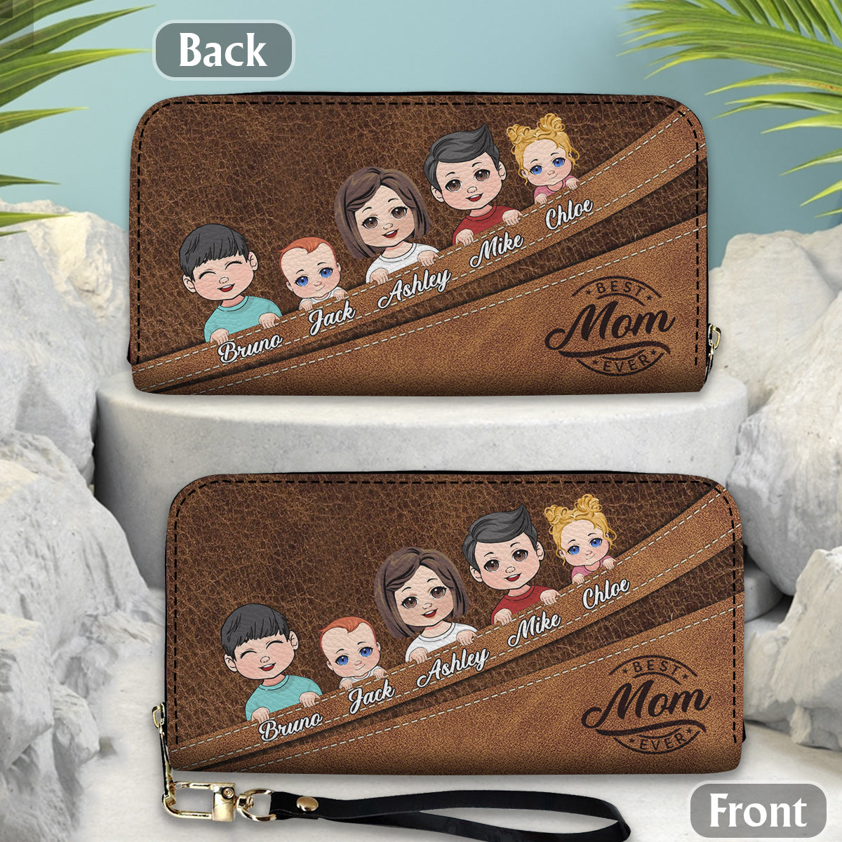 Best Mom/ Grandma/ ... Ever - Personalized Mother Leather Long Wallet