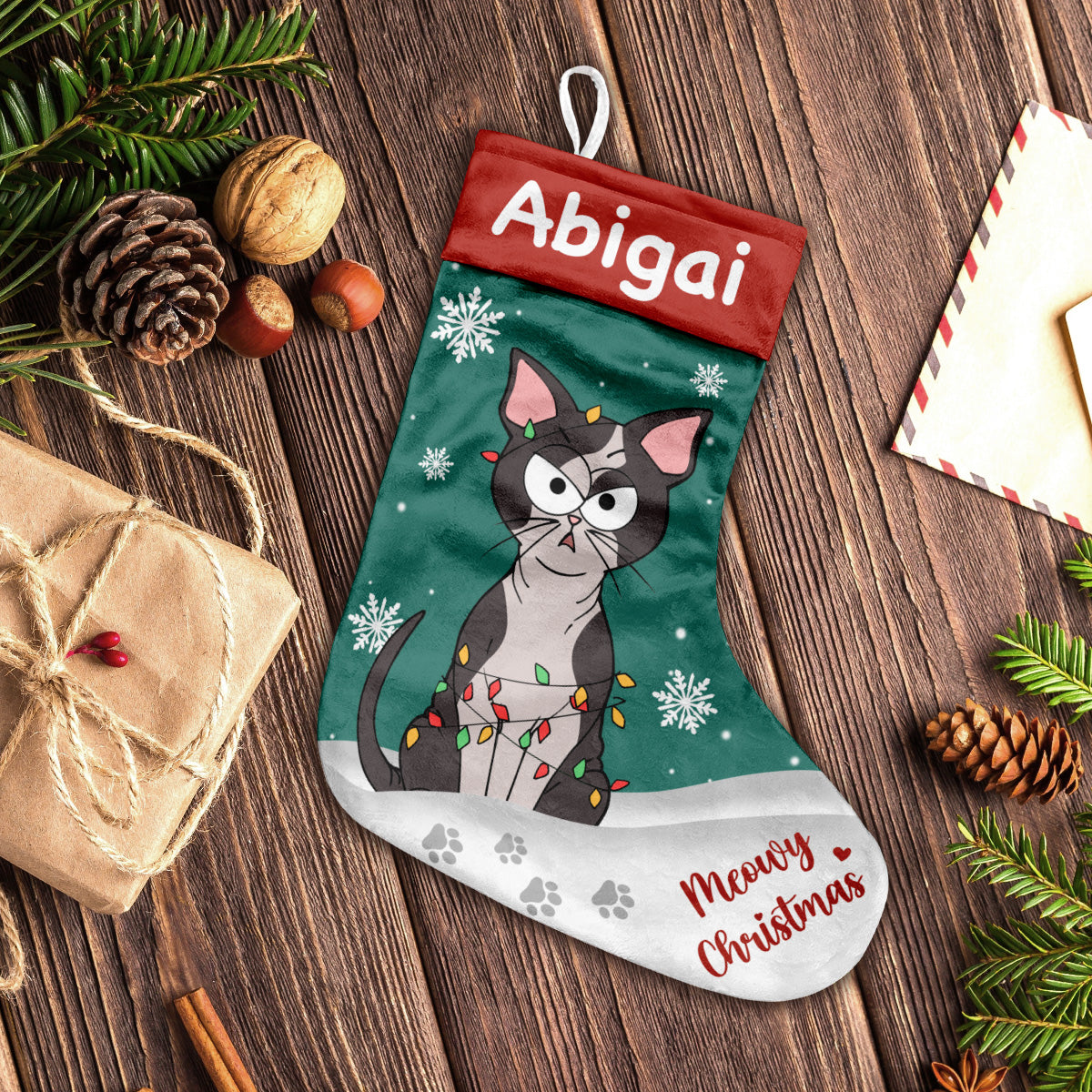 Meowy Christmas - Personalized Cat Christmas Stockings