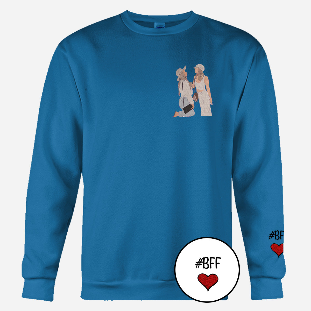 Custom 2D Photo - Personalized Bestie Embroidered Sweater