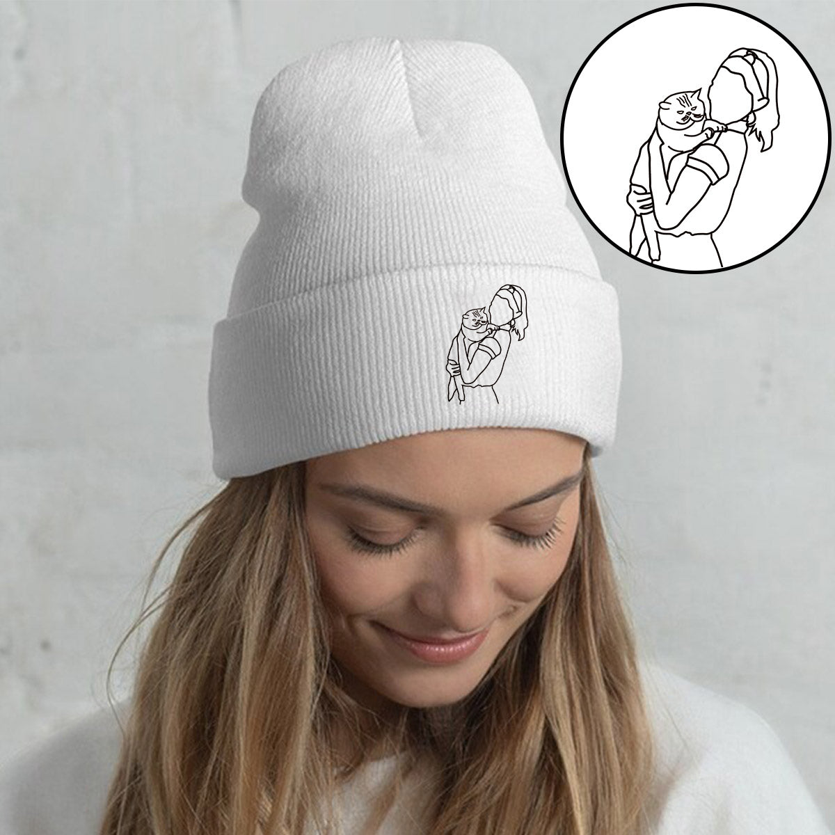 Custom Photo - Personalized Cat Embroidered Beanie